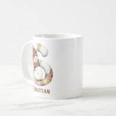 Persoonlijke Cute Sneeuwman Monogram S Kerstmis Koffiemok (Voorkant links)