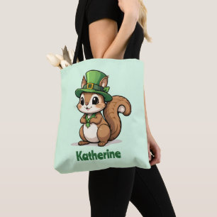 Persoonlijke Cute St. Patrick's Day Eekhoorn Tote Bag