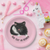 Persoonlijke Cute SYRIË HAMSTER Zwart Wit ROZE Papieren Bordje (Feest)