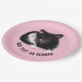 Persoonlijke Cute SYRIË HAMSTER Zwart Wit ROZE Papieren Bordje (Gekanteld)