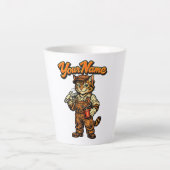 Persoonlijke Cute Tabby Kat Monteur Latte Mok (Voorkant)