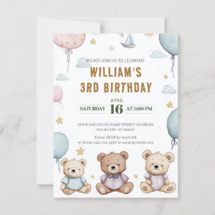 Persoonlijke Cute Teddybeer Verjaardag Briefkaart