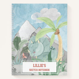 Persoonlijke Cute Triceratops Dinosaurus Schets Notitieboek