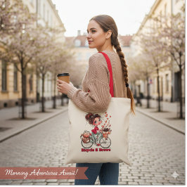 Persoonlijke Cute Watercolor Meisje Fiets & Brouws Tote Bag