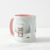 Persoonlijke Cute Waterverf Muis Winter Mok (Voorkant links)