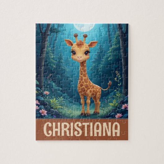 Persoonlijke Cute Whimsical Giraffe Legpuzzel (Verticaal)