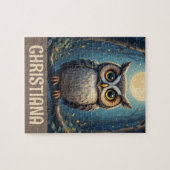 Persoonlijke Cute Whimsical Nachtuil Legpuzzel (Horizontaal)