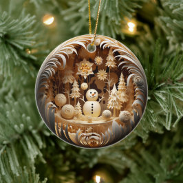 Persoonlijke Cute Winter Sneeuwman Kerstmis Keramisch Ornament