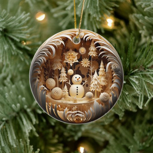Persoonlijke Cute Winter Sneeuwman Kerstmis Keramisch Ornament (Boom)