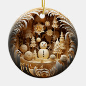 Persoonlijke Cute Winter Sneeuwman Kerstmis Keramisch Ornament (Voorkant)