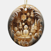 Persoonlijke Cute Winter Sneeuwman Kerstmis Keramisch Ornament (Links)