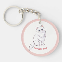 Persoonlijke Cute Witte Kat Liefhebber Sleutelhang Sleutelhanger