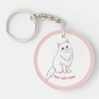 Persoonlijke Cute Witte Kat Liefhebber Sleutelhang Sleutelhanger
