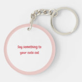Persoonlijke Cute Witte Kattenliefhebber Sleutelha Sleutelhanger (Achterkant)