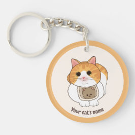 Persoonlijke Cute Witte Oranje Kat Liefhebber Sleu Sleutelhanger