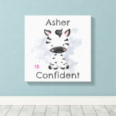 Persoonlijke Cute Zebra Kinderen Affirmatie Speelk Canvas Afdruk (Insitu (Houten vloer))