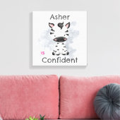 Persoonlijke Cute Zebra Kinderen Affirmatie Speelk Canvas Afdruk (Insitu (Woonkamer))