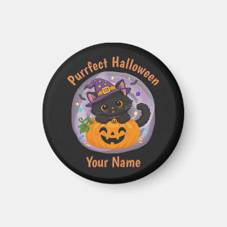 Persoonlijke Cute Zwarte Kat Halloween Magneet