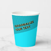 Persoonlijke Cyaan Blue Cool & Modern Neon Party Papieren Bekers (Voorkant)