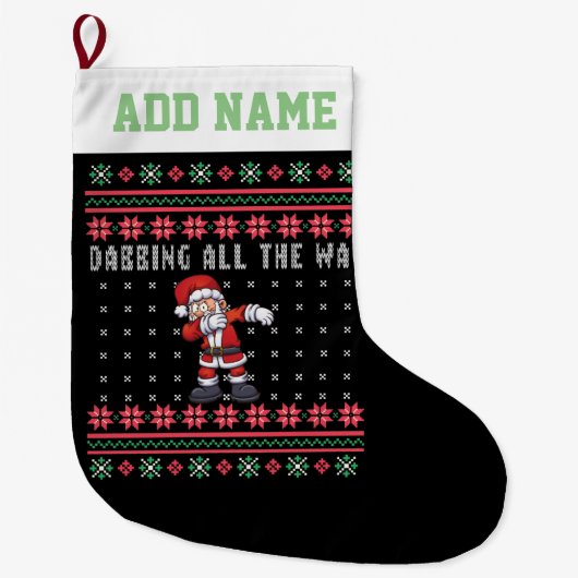 Persoonlijke Dabbing Santa Claus Ugly Sweater Grote Kerstsok (Voorkant)