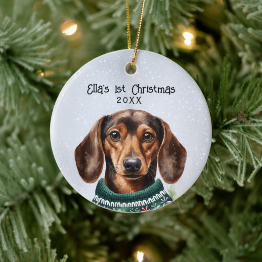 Persoonlijke Dachshund Dog Keramisch Ornament (Boom)