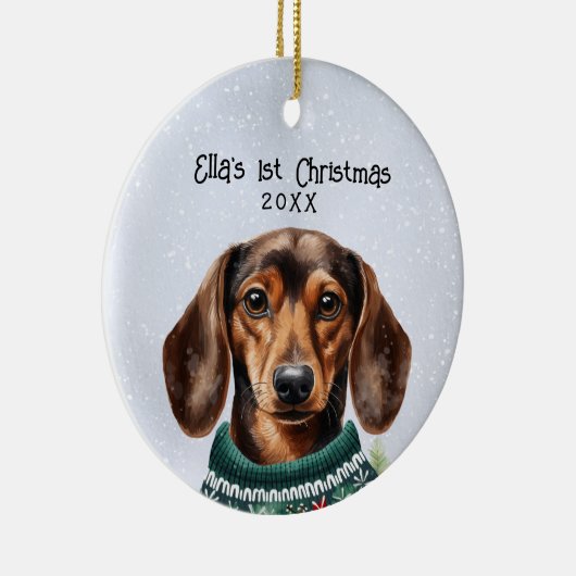 Persoonlijke Dachshund Dog Keramisch Ornament (Rechts)