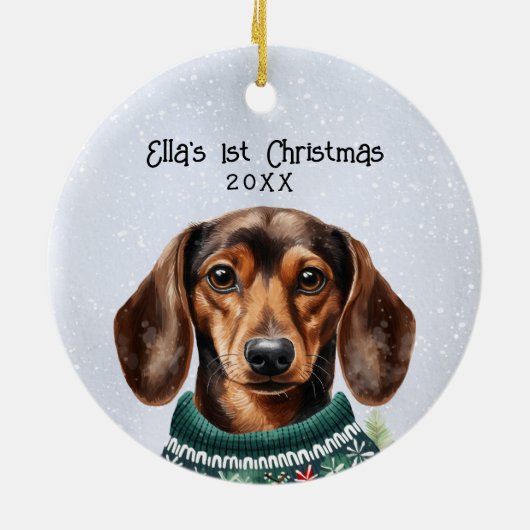 Persoonlijke Dachshund Dog Keramisch Ornament (Achterkant)