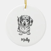 Persoonlijke Dachshund Hond Kerstmis Keramisch Ornament (Voorkant)