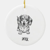 Persoonlijke Dachshund Hond Kerstmis Keramisch Ornament (Achterkant)