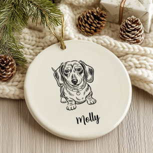 Persoonlijke Dachshund Hond Kerstmis Keramisch Ornament