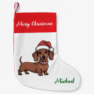 Persoonlijke Dachshund in Kerstmanhoed Kerstmis Kleine Kerstsok