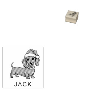 Persoonlijke Dachshund in Kerstmanhoed Kerstmis Rubberstempel