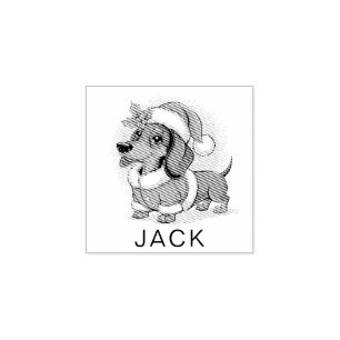 Persoonlijke Dachshund in Kerstmanhoed Kerstmis Rubberstempel