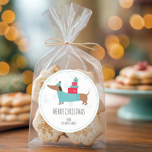 Persoonlijke Dachshund Prettig Kerstfeest Ronde Sticker