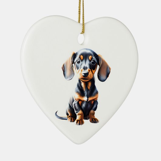 Persoonlijke Dachshund Pup \\ Keramisch Ornament (Rechts)