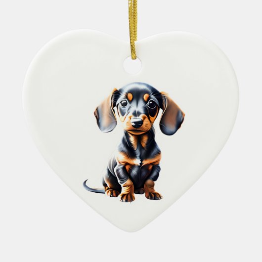 Persoonlijke Dachshund Pup \\ Keramisch Ornament (Voorkant)