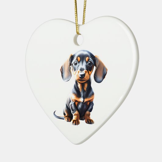 Persoonlijke Dachshund Pup \\ Keramisch Ornament (Links)