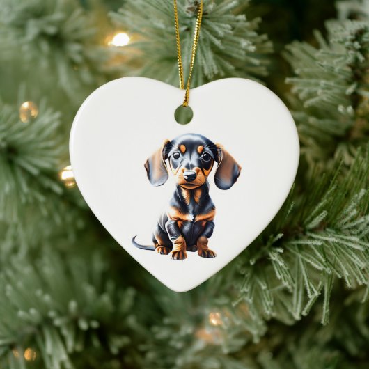 Persoonlijke Dachshund Puppy Keramisch Ornament (Boom)