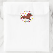 Persoonlijke Dachshund Running Cartoon Ronde Sticker (Tas)