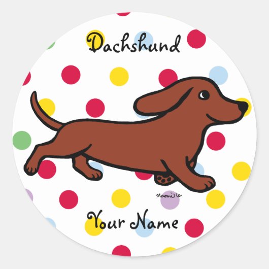 Persoonlijke Dachshund Running Cartoon Ronde Sticker (Voorkant)