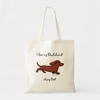Persoonlijke Dachshund Running Cartoon Tote Bag