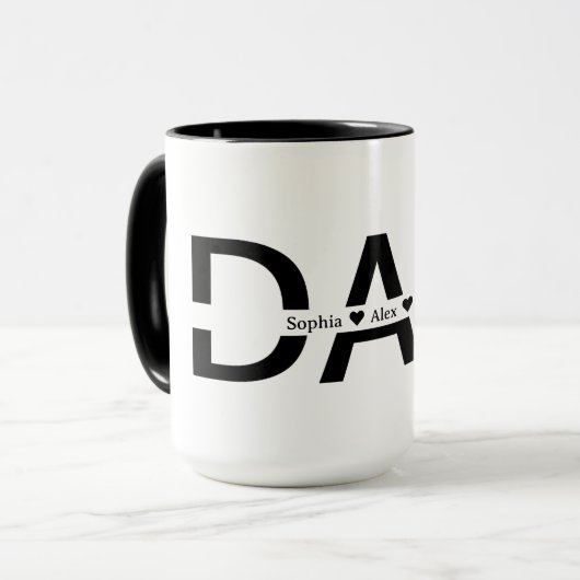 Persoonlijke DAD-mok Aangepaste kinderennamen Vade Mok (Voorkant links)