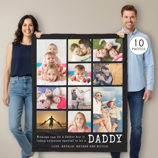 Persoonlijke Daddy Quote 10 Fotocollage Fleece Deken
