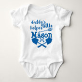 Persoonlijke Daddy's Little Helper Blauw en Grijs Romper (Voorkant)