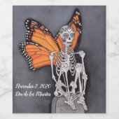 Persoonlijke Dag van de Doden Halloween Skelet Wijn Etiket (Enkel label)