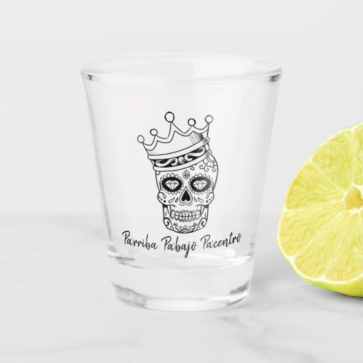 Persoonlijke Dag van de Doden Suiker Skull ROOSTER Shot Glas (Voorkant)