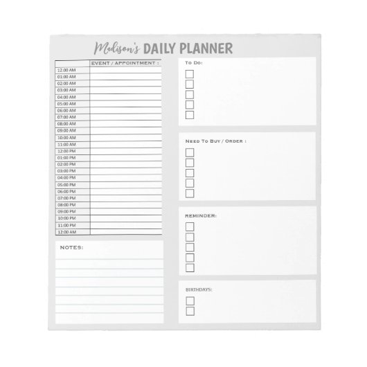 Persoonlijke dagelijkse planner om lijstorganisato notitieblok (Voorkant)