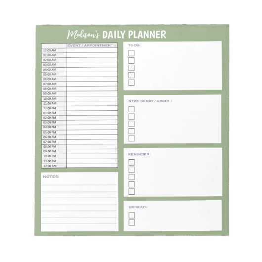 Persoonlijke dagelijkse planner om lijstorganisato notitieblok (Voorkant)