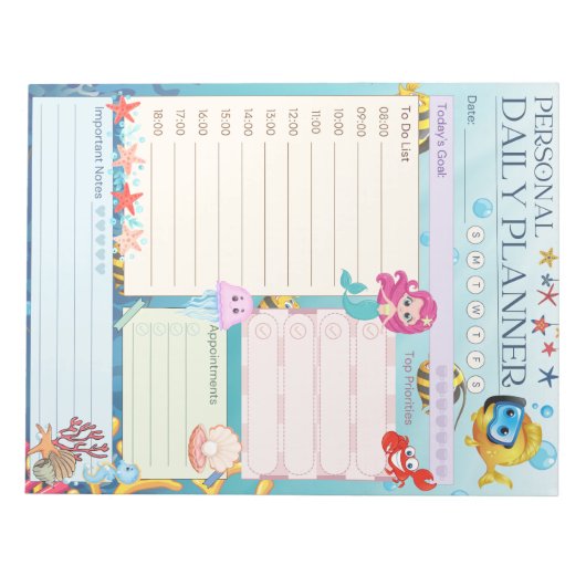 Persoonlijke Dagelijkse Planner Onder Zee Meermin  Notitieblok (Voorkant)