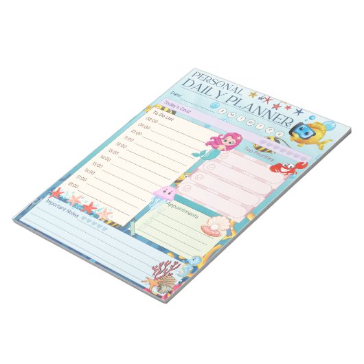 Persoonlijke dagplank onder het Zee Zeemeermin-the Notitieblok (Schuin)